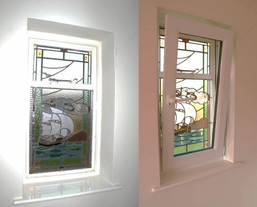 a before and after shot of feature window
