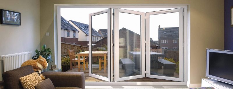 White uPVC bifold door