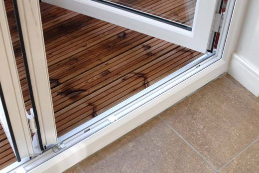 Close up of a uPVC bifold door
