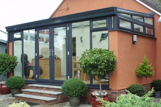 Black uPVC Lean To conservatory installation