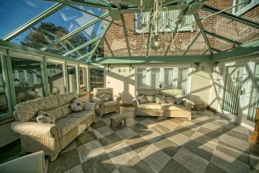 Interior view of a bespoke chartwell green uPVC conservatory