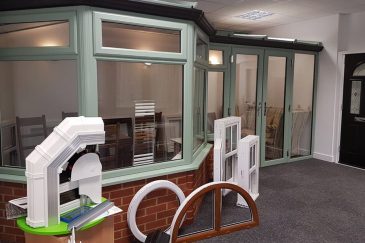 Majestic Designs showroom with a chartwell green conservatory
