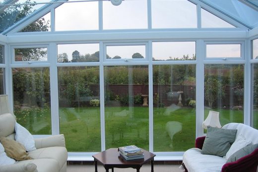 Interior view of a white uPVC gable conservatory