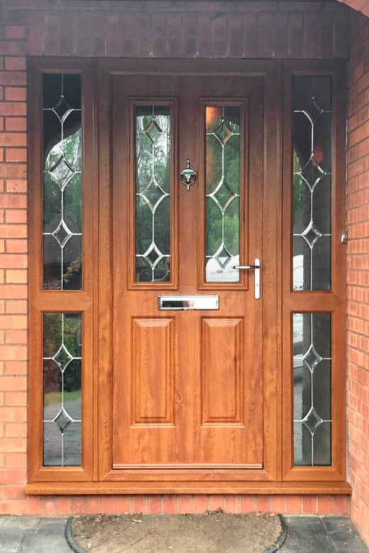 Golden oak effect uPVC entrance door