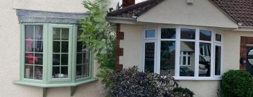 Green And White uPVC Bay Windows