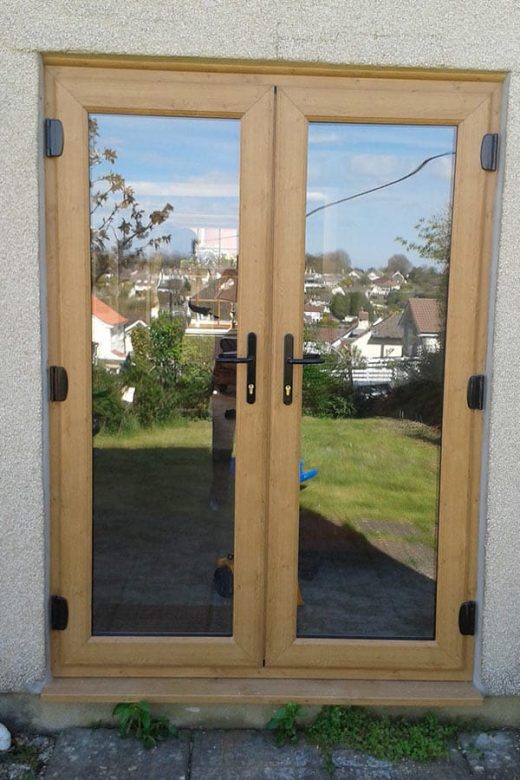Irish oak effect uPVC french door