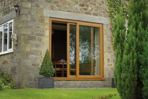 Irish oak effect uPVC sliding patio door