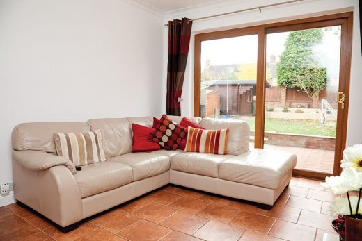 Golden oak effect uPVC sliding patio door