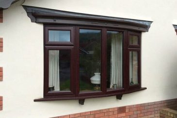 Rosewood uPVC bow window