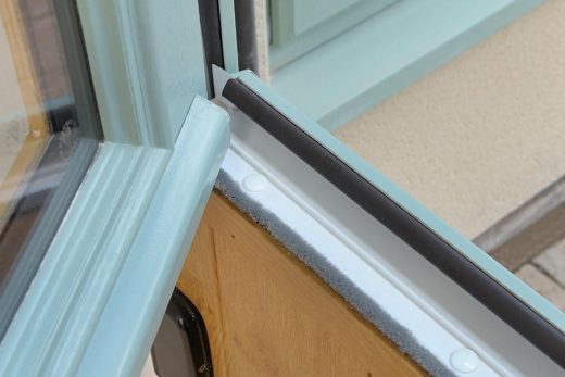 Close up of a stable door cross section