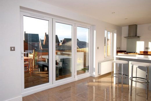 Interior view of a white uPVC bifold door