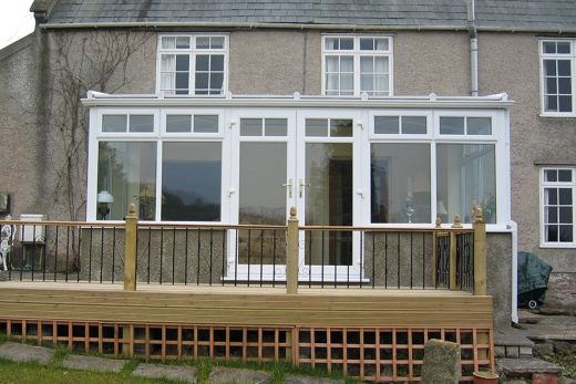 White uPVC lean to conservatory installation
