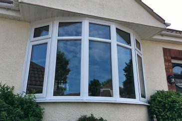 White uPVC bow window