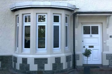 White uPVC bow window
