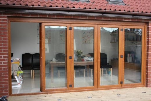 Golden oak effect uPVC bifold door