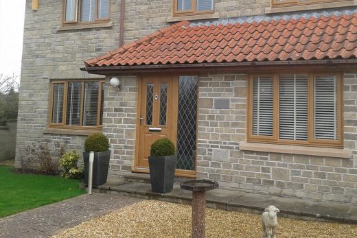 Golden oak effect uPVC entrance door