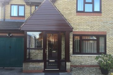 Rosewood uPVC entrance door and porch