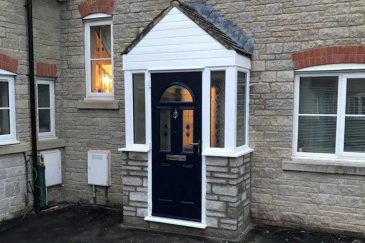 uPVC White Porch With Black Door