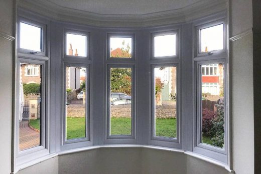 White uPVC bay window interior view